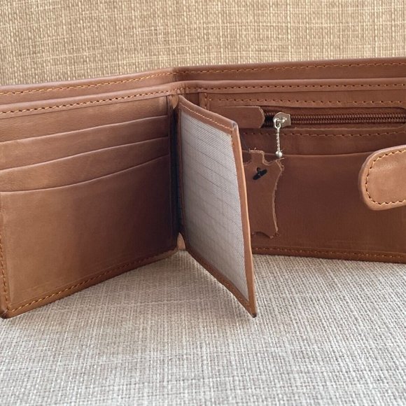 Other - Men Wallet Billfold Handmade Genuine Leather Bifold Card Holder W/ Snap